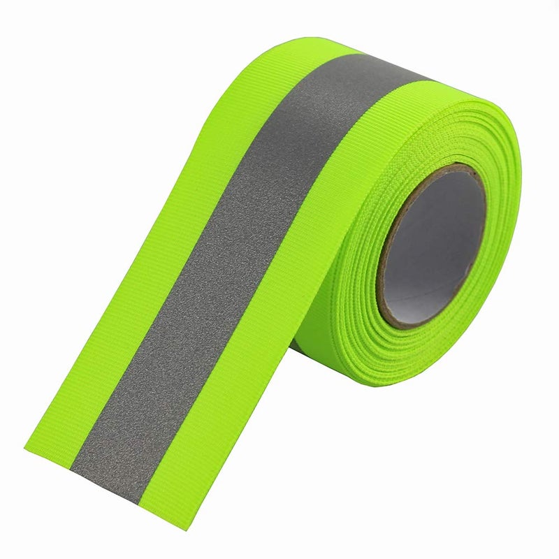 JINBING Silver Sew On Reflective Tape for Chothing Safety Fabric Webbing Trim Strip Green 2" x 16ft - Image 4